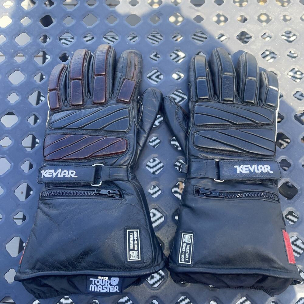 Tour Master Leather Gloves Made with Kevlar X-Large Hipora Zipper Pocket Velcro